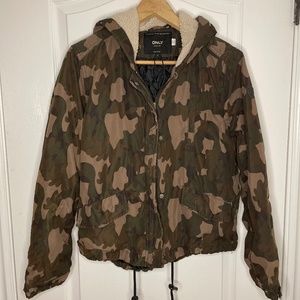 Camo Jacket with Fleece Lined Hood